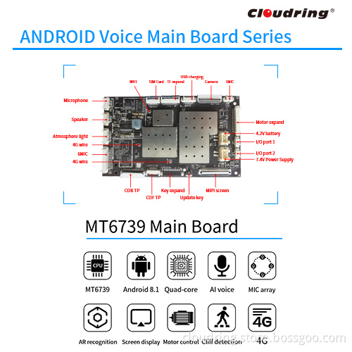 4G MT6739 Android Main Board for Robotic 6MIC ARRAY